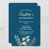 水彩画の白いスノードロップのイラスト 誕生日カードⅠ 招待状 (正面/裏面)