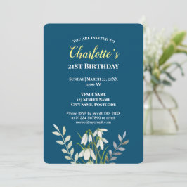 水彩画の白いスノードロップのイラスト 誕生日カードⅠ 招待状