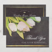 水彩画の白いチューリップ 感謝と哀悼のカード 招待状 (正面/裏面)