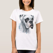 水彩画の白いボクサー犬 Tシャツ (正面)