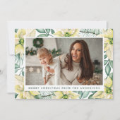 水彩画の白いポインセチアの花の写真 シーズンカード (正面)