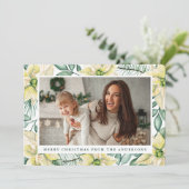 水彩画の白いポインセチアの花の写真 シーズンカード (スタンド正面)