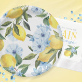 水彩画の白いレモンと花 ペーパープレート