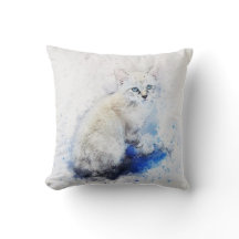 水彩画の白い子猫