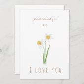 水彩画の白い水仙の花のグリーティングカード 招待状 (正面/裏面)