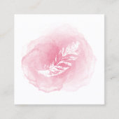 水彩画の白い羽の名刺 スクエア名刺 (正面)