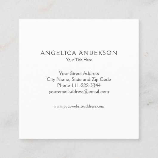 水彩画の白い羽の名刺 スクエア名刺 (裏面)