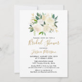 水彩画の白い花のウェディングシャワー招待状 招待状 (正面)