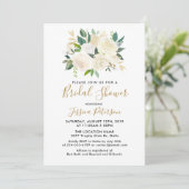 水彩画の白い花のウェディングシャワー招待状 招待状 (スタンド正面)