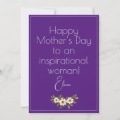 水彩画の白い花の母の日の紫のカード シーズンカード (正面)