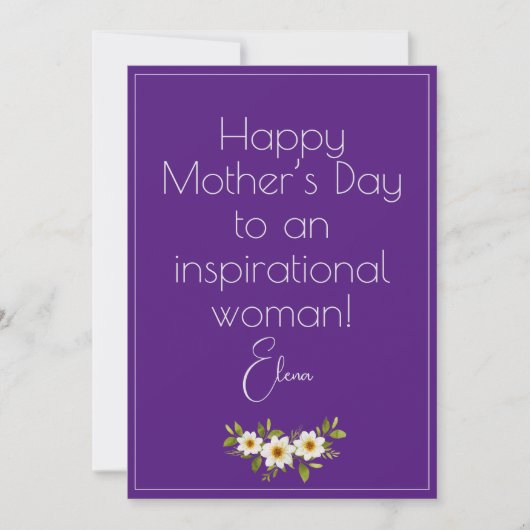 水彩画の白い花の母の日の紫のカード シーズンカード (正面)