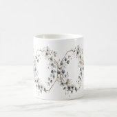 水彩画の白い花 ゴールドフレーム シルバー ティール コーヒーマグカップ (中央)