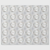 水彩画の白い花 ゴールドフレーム シルバー ティール ラッピングペーパー (フラット)