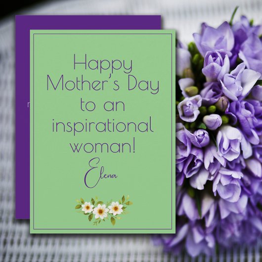 水彩画の白い花　母の日グリーンカード シーズンカード