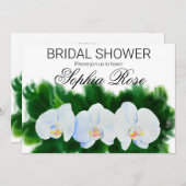 水彩画の白い蘭の絵のウェディングシャワー 招待状 (正面/裏面)