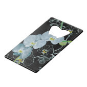 水彩画の白い蘭パターン クレジットカード栓抜き (正面アングル)