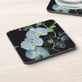水彩画の白い蘭パターン コースター (左側)
