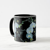 水彩画の白い蘭パターン マグカップ (正面左)