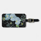 水彩画の白い蘭パターン ラゲッジタグ (正面横)