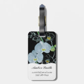 水彩画の白い蘭パターン ラゲッジタグ (裏面縦)