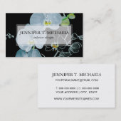 水彩画の白い蘭パターン 名刺 (正面/裏面)