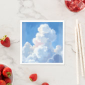 水彩画の白い雲と美しい青空 スタンダードカクテルナプキン (インサイチュ)