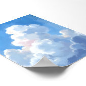 水彩画の白い雲と美しい青空 ポスター (角)