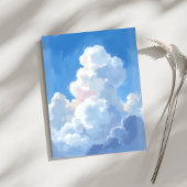 水彩画の白い雲と美しい青空 ポストカード