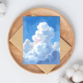 水彩画の白い雲と美しい青空 ポストカード