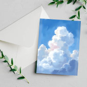 水彩画の白い雲と美しい青空 ポストカード