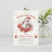 水彩画の白い馬とバラのケンタッキー ダービー ブライダル シャワー 招待状 (スタンド正面)