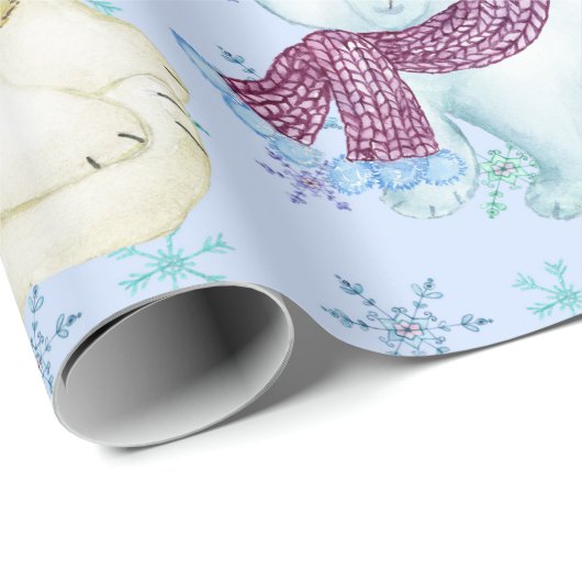 水彩画の白くまのクリスマスのギフト用包装紙 ラッピングペーパー (ロールコーナー)