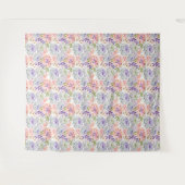 水彩画の白とピンクの花 タペストリー (正面(横))