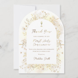 水彩画の白と黄色の花の感謝カード 招待状