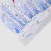 水彩画の白樺林と鳥 薄葉紙 (詳細)
