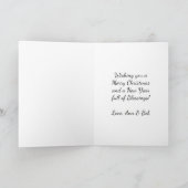 水彩画の白馬とお祭り的な農場のクリスマス シーズンカード (内部)