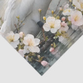 水彩画の白鳥と花咲く湖 薄葉紙 (詳細)