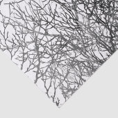 水彩画の白黒ツリーブランチパターン 薄葉紙 (詳細)