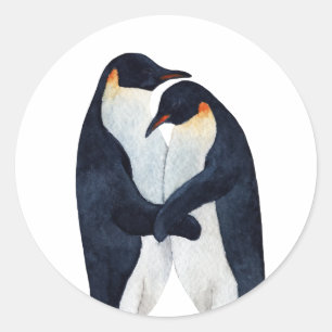 水彩画の皇帝ペンギン ラウンドシール