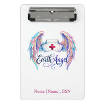水彩画の看護師帽子と羽根 "Earth Angel"