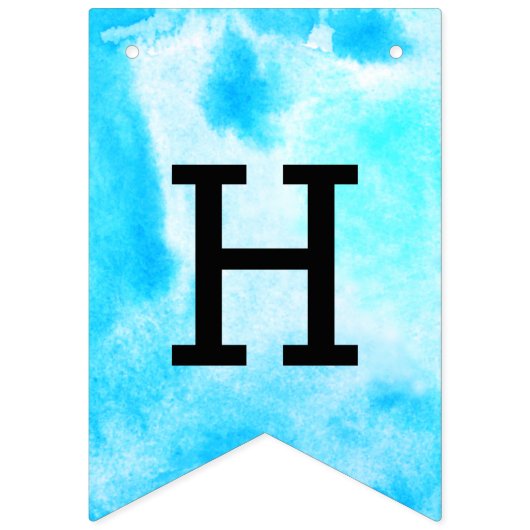 水彩画の真新しい水およびピンクの誕生日 バンティングフラッグ (第1の旗)