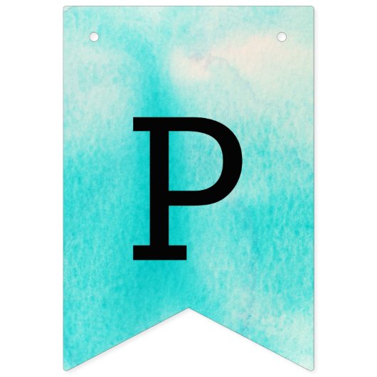 水彩画の真新しい水およびピンクの誕生日 バンティングフラッグ (第3の旗)