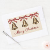 水彩画の真鍮製クリスマスベル3個とテキスト 長方形シール (封筒)