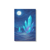 水彩画の砂漠の夜とクリスタル