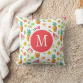 水彩画の砂糖漬けのフルーツパターン クッション (ブランケット)