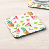 水彩画の砂糖漬けのフルーツパターン コースター (左側)