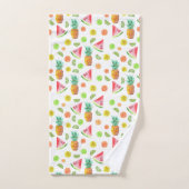 水彩画の砂糖漬けのフルーツパターン バスタオルセット (ハンドタオル)