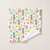 水彩画の砂糖漬けのフルーツパターン バスタオルセット (ウォッシュタオル)