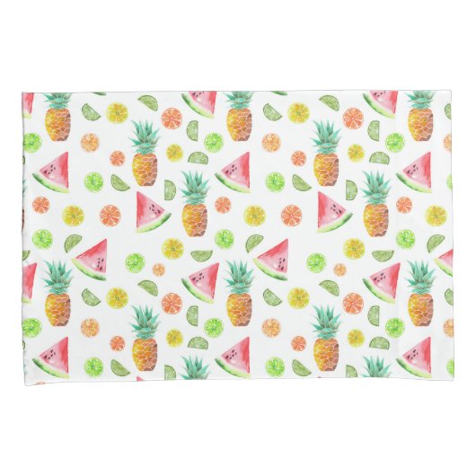 水彩画の砂糖漬けのフルーツパターン 枕カバー (正面右)