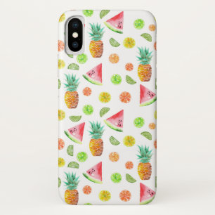 水彩画の砂糖漬けのフルーツパターン iPhone X ケース